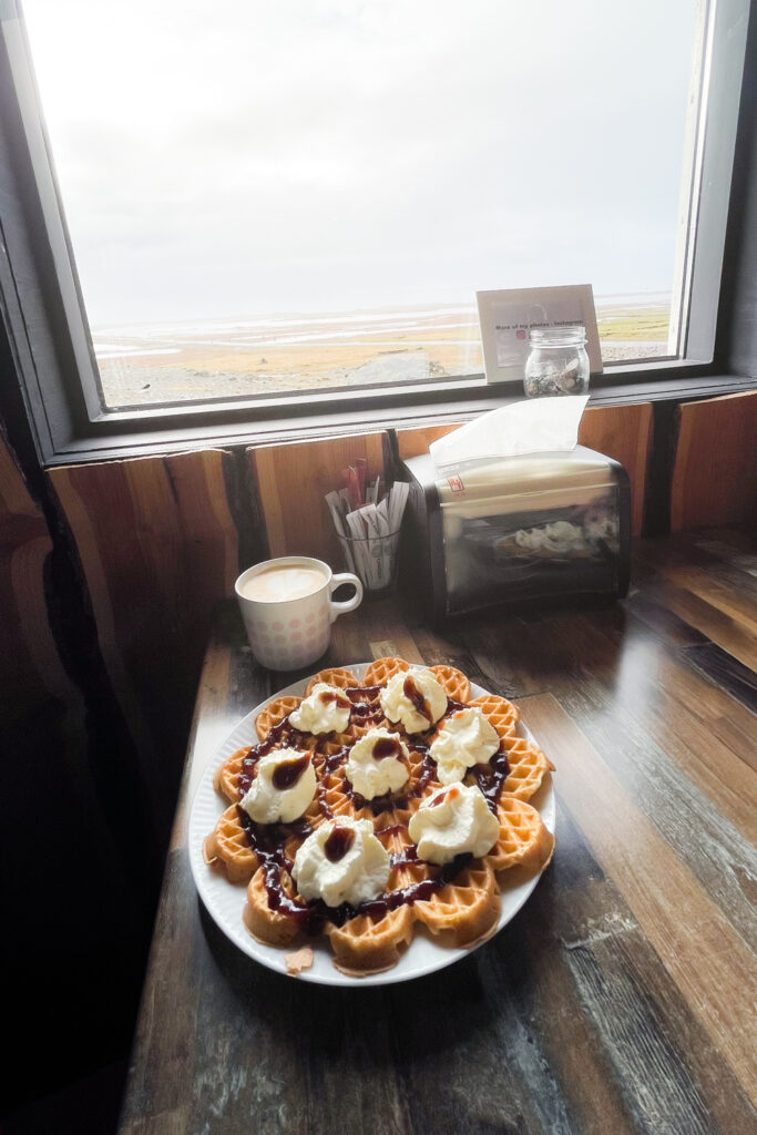 Waffle no café junto ao Vestrahorn