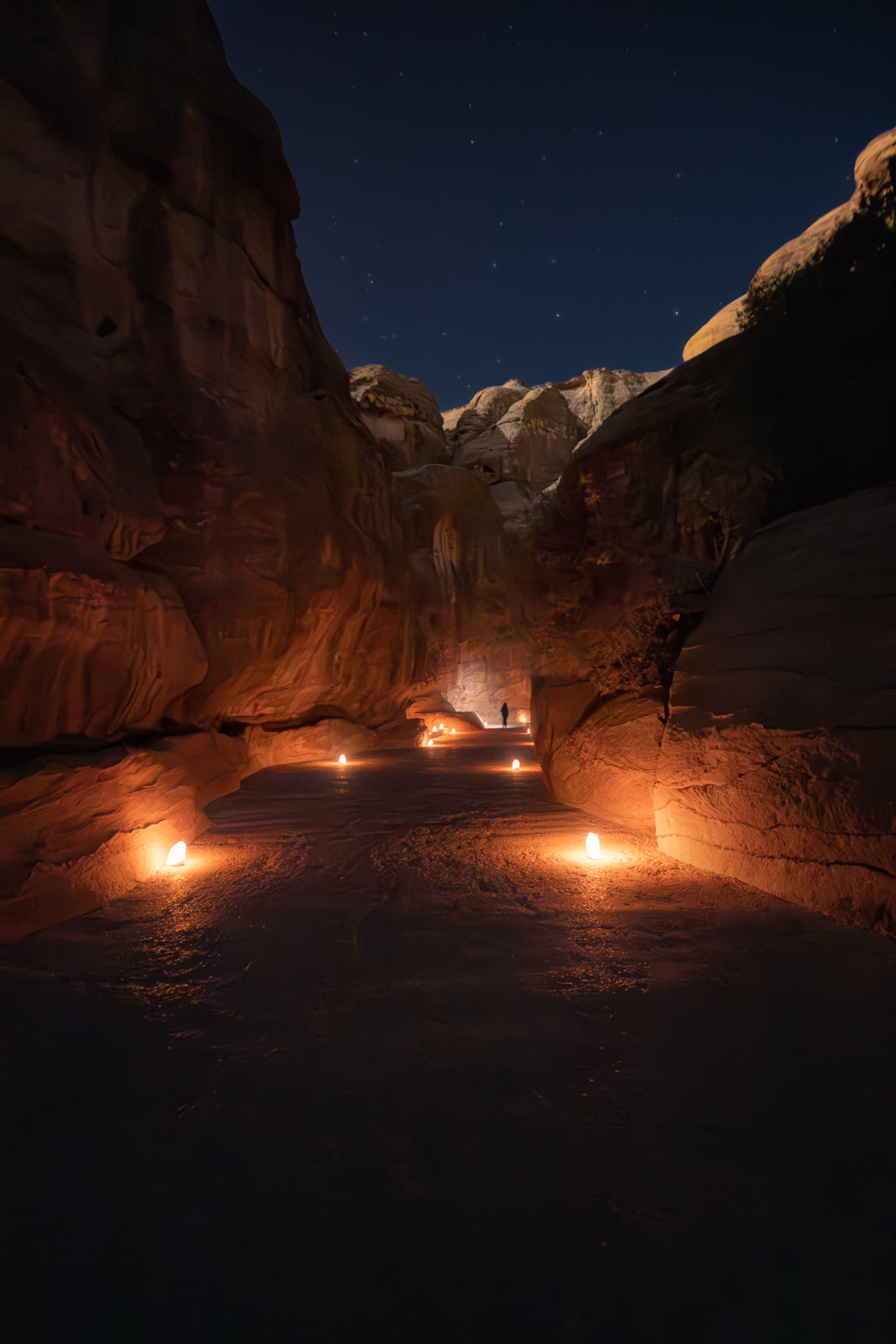 Siq durante o Petra by Night