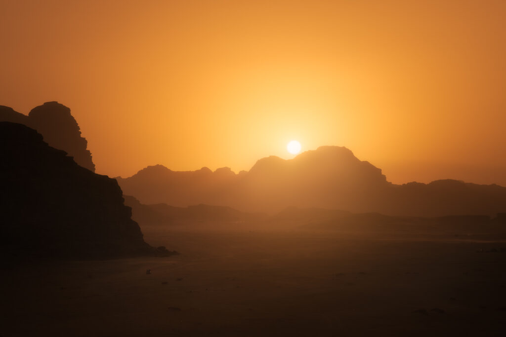 Pôr do sol no Wadi Rum