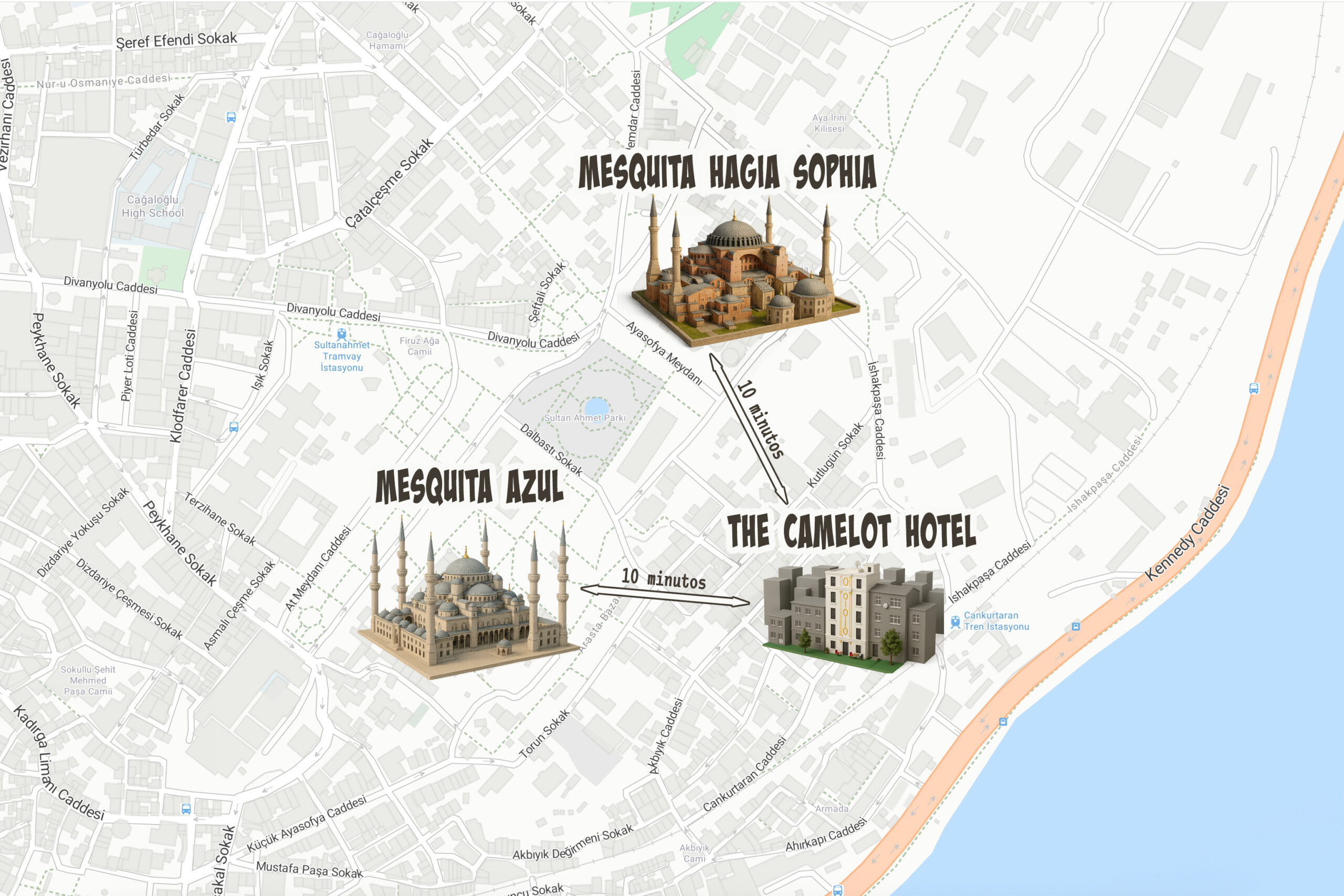 Localização do The Camelot Hotel